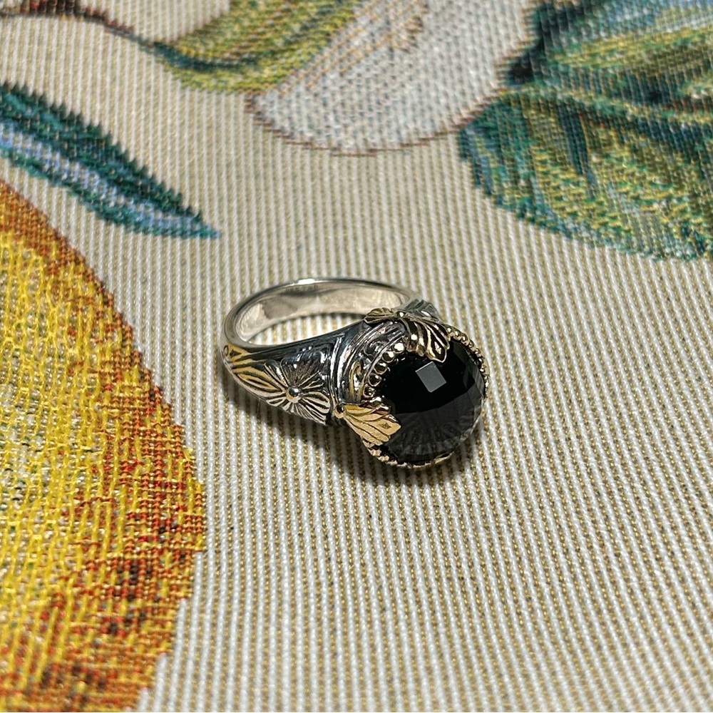 Konstantino Calypso Sterling Silver & 18K Gold Faceted Black Onyx Statement Ring